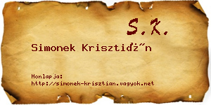 Simonek Krisztián névjegykártya